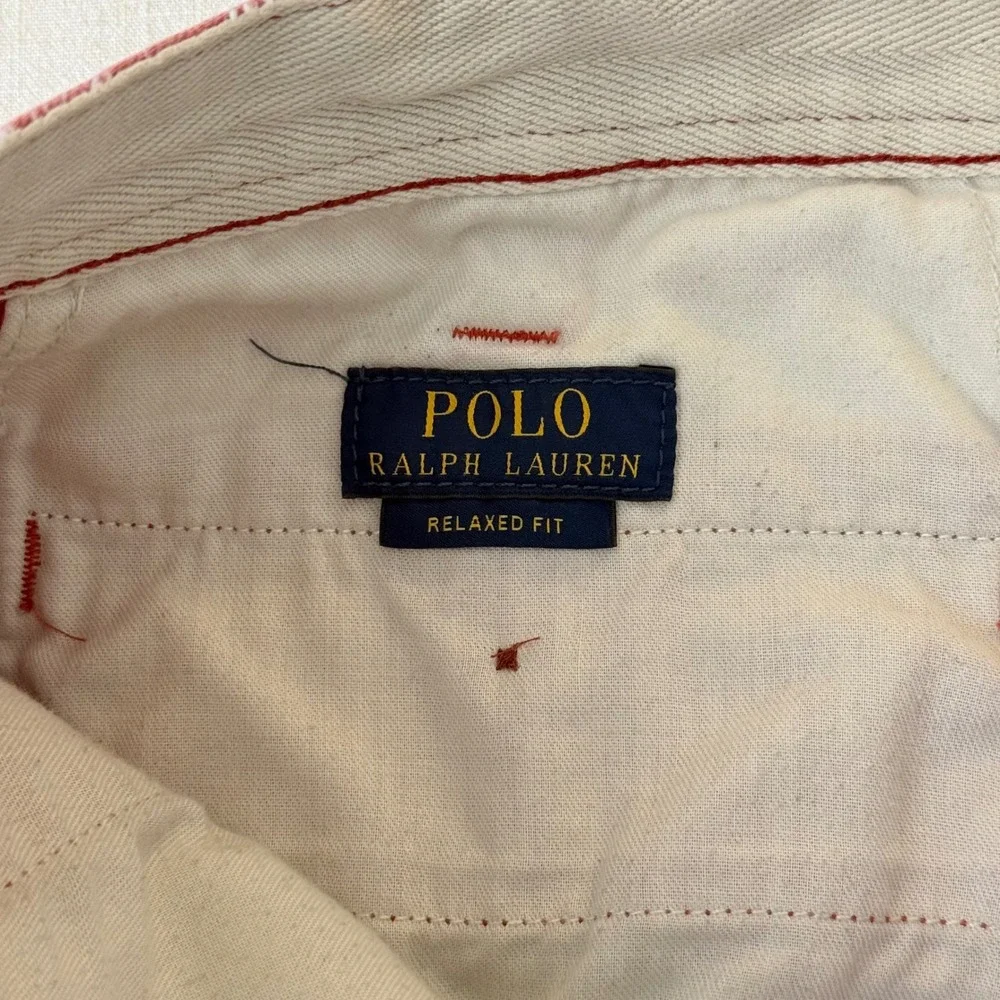 Polo Ralph Lauren Chino Shorts Mens 36 Red Relaxed Fit Cotton Casual Preppy